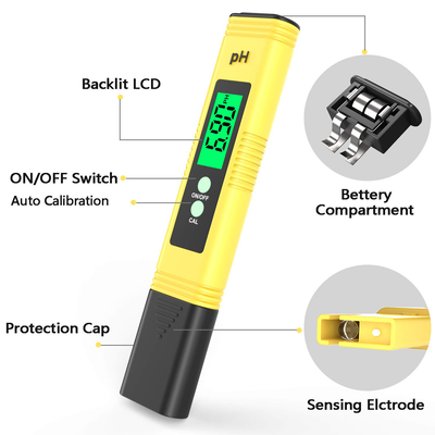 Digital PH Meter,Backlight PH Meter 0.01 High Precision Water Quality Tester, PH Range is 0-14, Suitable for Drinking Water Swimming Pool and Aquarium PH Tester Design, with ATC