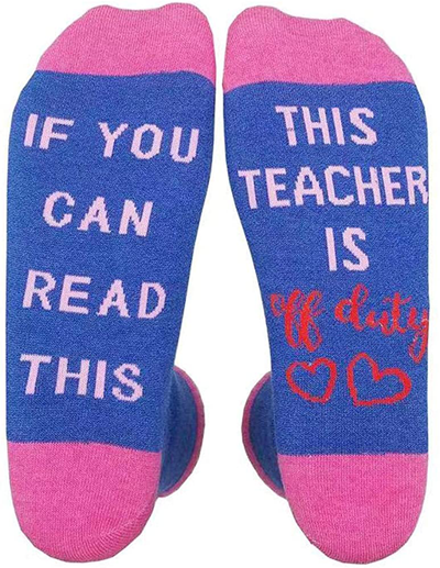 If You Can Read This Teacher is Off Duty Funky Socks Teacher's Gift for Holiday