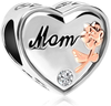 Mother Daughter Heart Love Dangle Charm Beads for Snake Chain Bracelets