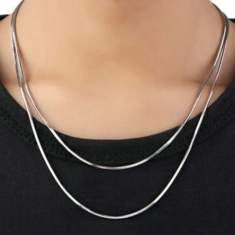 5 Piece Unisex 925 Sterling Silver Snake Chain Necklace