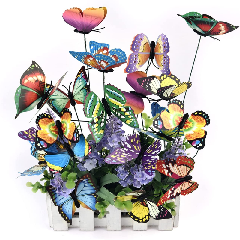 50 Pcs Butterfly Stakes, Waterproof Butterflies Garden Decor