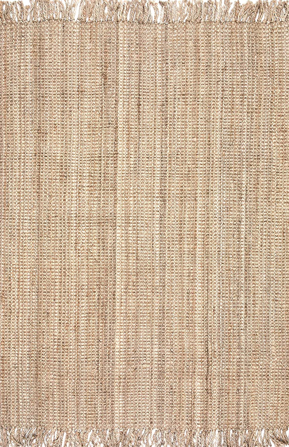 nuLOOM Hand Woven Chunky Natural Jute Farmhouse Area Rug, 3' x 5', Off-white