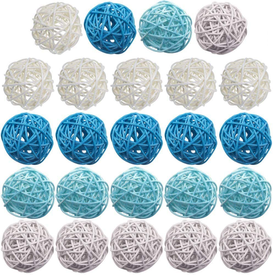 DomeStar Rattan Ball, 24PCS 2 Inch Wicker Ball Decorative Ball Orbs Vase Fillers