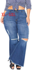 Women's Plus Size Bell Bottom Jeans Elastic Ripped Hole Classic Denim Flare Pants 5XL