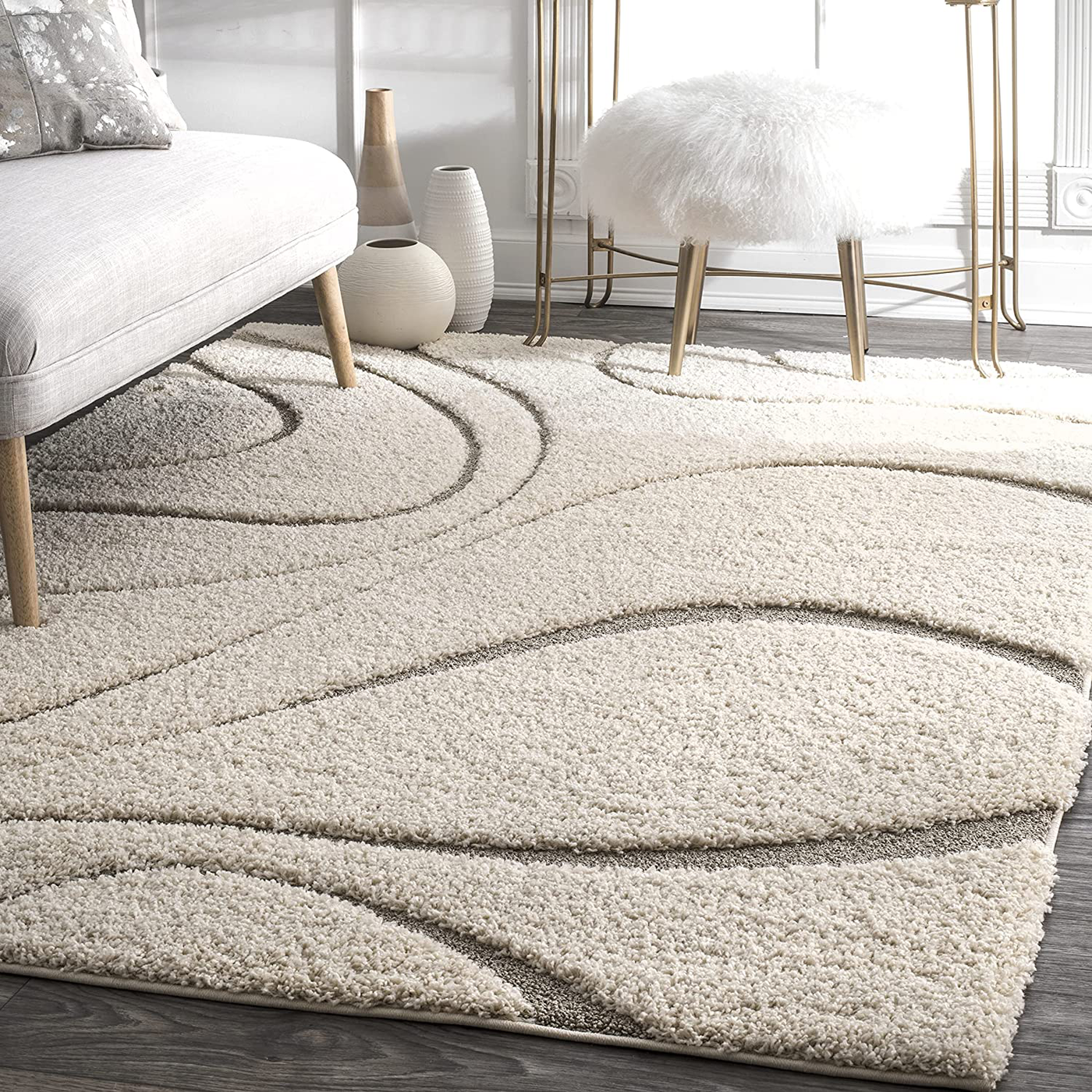 nuLOOM Carolyn Cozy Soft & Plush Shag Area Rug, 3' 3" x 5', Cream