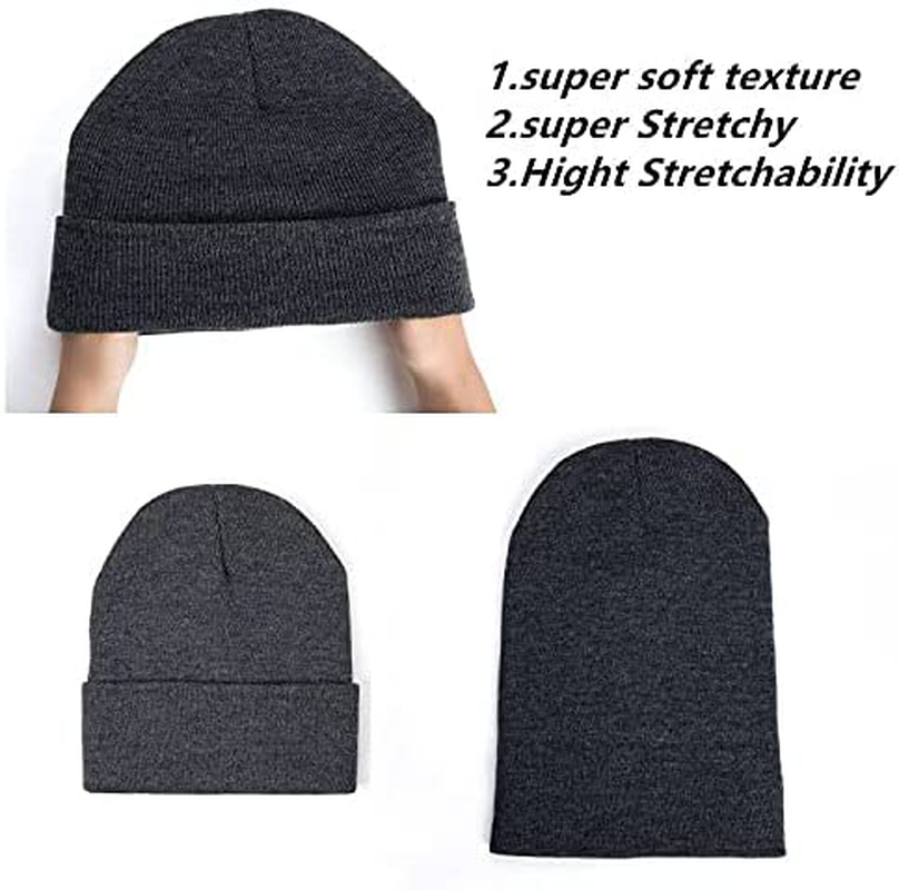 SAFERIN 1 & 2 Packs Unisex Beanie Hat for Men and Women Warm Elasticity Knit Winter Ski Cuffed Plain Hats Cap