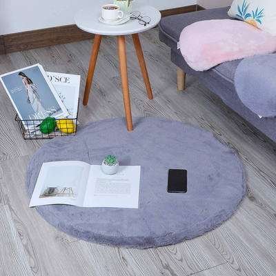 HLZHOU Soft Faux Rabbit Fur Chair Couch Cover Seat Pad Fluffy Bedside Area Rug for Bedroom Living Room or Nursery Floor Home Decoration (2 x 2 Feet, Round White)