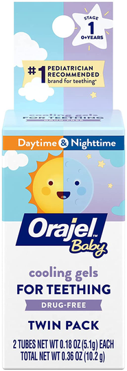 Orajel Baby Daytime and Nighttime Non-Medicated Cooling Gels for Teething, 2 tubes, 0.18 oz each