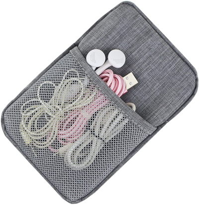 Electronic Accessories Bag,Digital Gadget Organizer Case,Gray Nylon Travel Gear Storage Carrying Sleeve Pouch for Cable,USB,Earphones,Portable Hard Drives,Power Banks