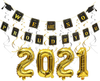 Graduation Decorations 2021, Graduation Party Supplies 17 pcs, We are So Proud of You' Banner with 12 pcs Hanging Swirls and Gold 2021 Graduation Balloons, Black and Gold Decorations