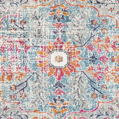 Artistic Weavers Odelia Vintage Bohemian Area Rug, 4' Square, Orange/Navy