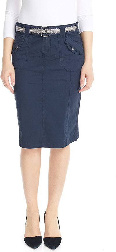 ESTEEZ Women's Cargo Skirt Knee Length - Cotton Stretch Poplin - Virginia