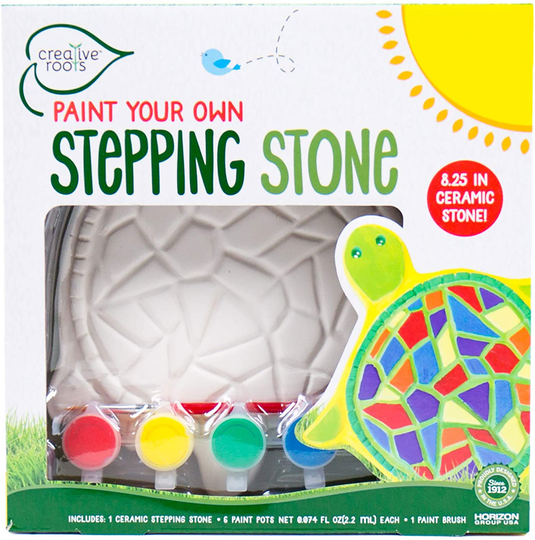 Creative Roots 92849 Paint Your Own Turtle Stepping Stone by Horizon Group Usa, 6 Paint Pots and Brush included, Assorted