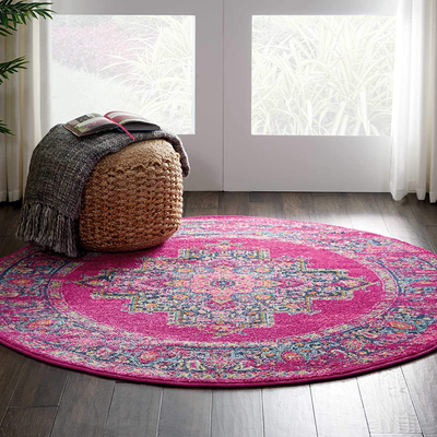 Nourison PSN03 Passion Bohemian Fuchsia Area Rug 4'xROUND, x Round, 4 Feet