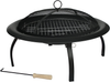 Fire Sense Portable Folding Round Black Steel 29 Inch Fire Pit with Carry Bag | Wood Burning | Mesh Spark Screen, Wood Grate, Cooking Grate, and Screen Lift Tool Included | Lightweight Patio