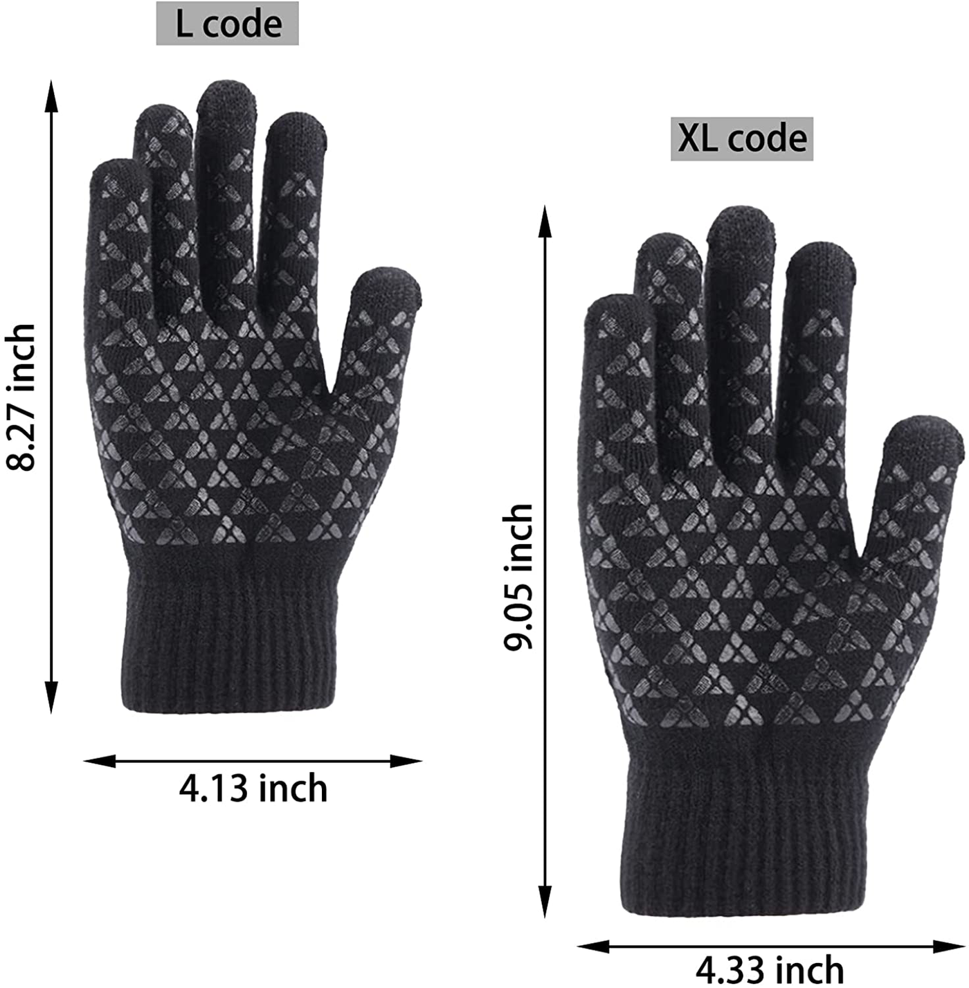 Andiker Winter Knit Gloves, Men Women Touch Screen Cold Weather Gloves, Full Finger Soft Warm Anti Slip Gloves for Hiking