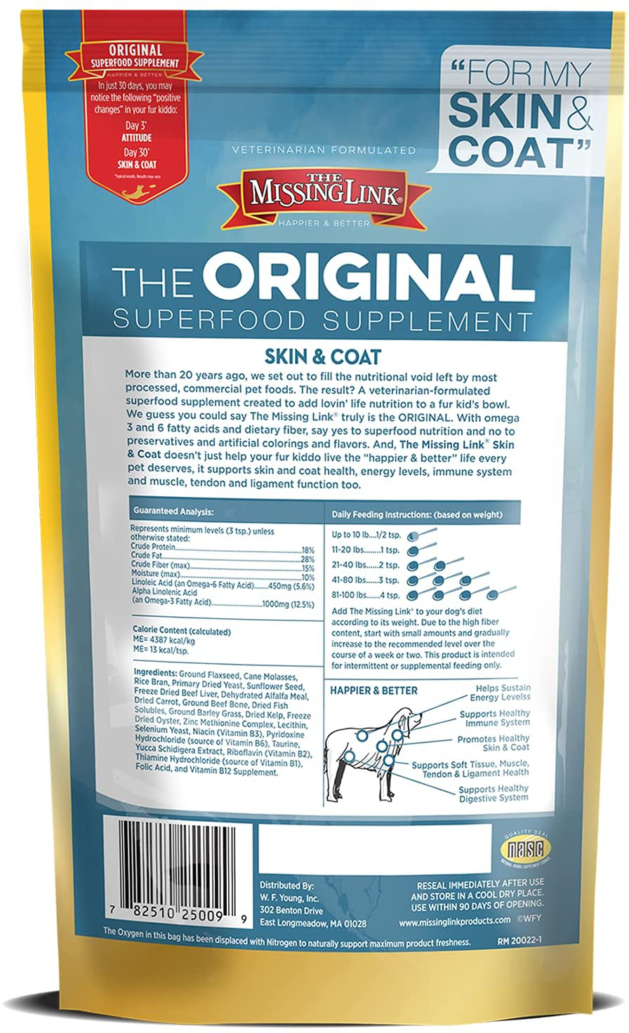 Original Skin & Coat Powder, All-Natural Veterinarian Formulated Superfood Dog Supplement, Balanced Omegas 3 & 6 for Healthy Skin & Coat, 1lb