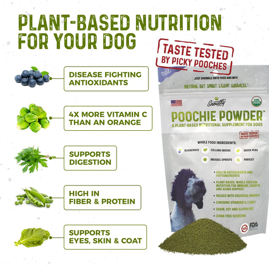 Organic Dog Supplement & Multivitamin | Poochie Powder - Human Grade Superfoods, Essential Vitamins & Minerals, Disease Fighting Antioxidants for Daily Health, Digestive, Coat & Immune Support (8oz)