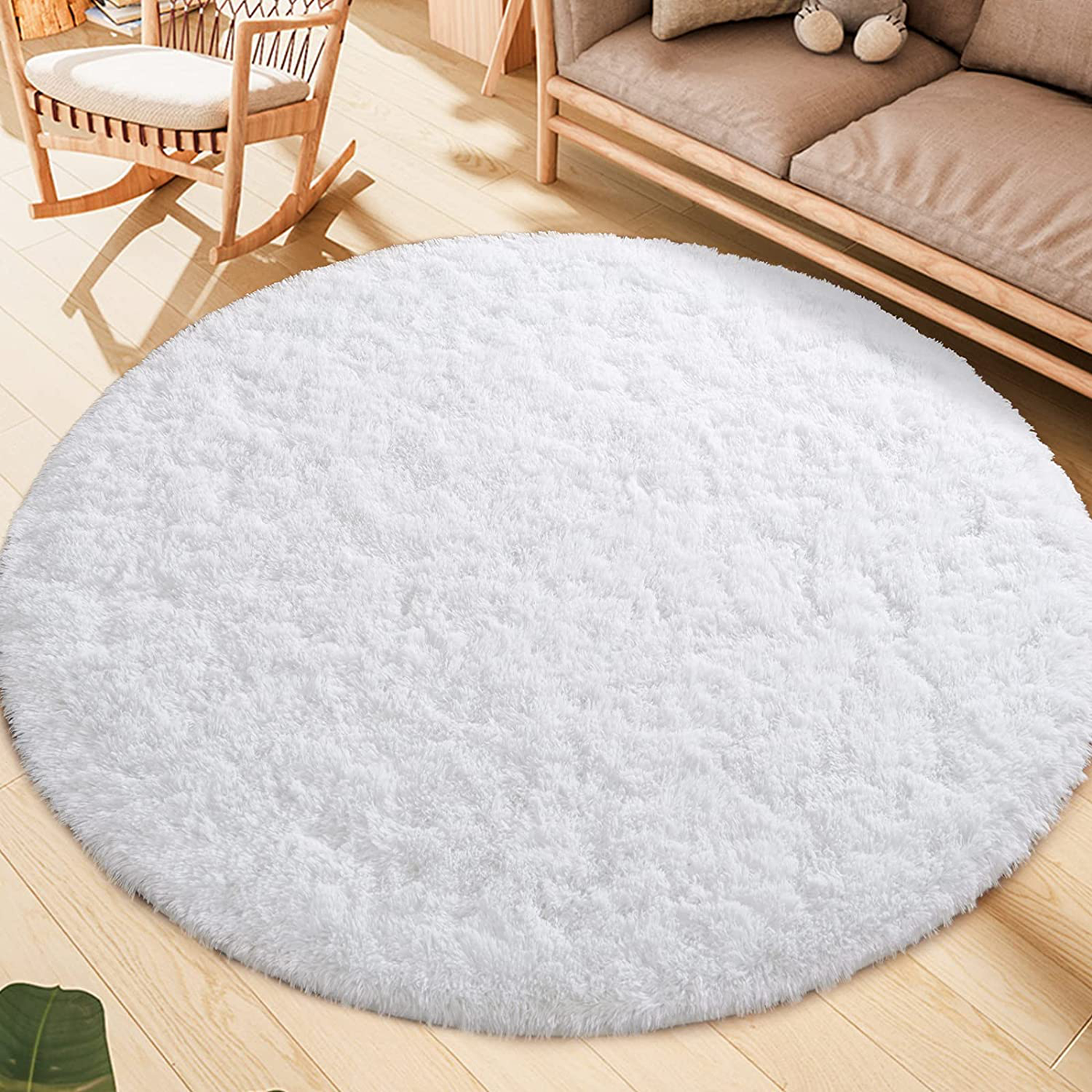 ULTRUG Fluffy Round Rug for Kids Room, Soft Circle Area Rugs for Girls Bedroom, Cute Princess Castle Nursery Rug Shaggy Circular Carpet for Teens Girls Baby Bedroom Home Decor, 4 x 4 Feet Pink