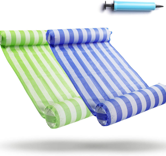 FindUWill 2-Pack Premium Swimming Pool Float Hammock, Multi-Purpose Inflatable Hammock (Saddle, Lounge Chair, Hammock, Drifter), Water Hammock Lounge (Pink and Lightblue)