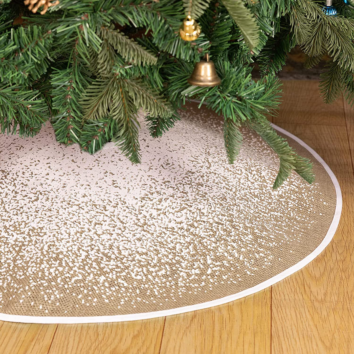 30" or 48" Glitter Snowflake Burlap Christmas Tree Skirt