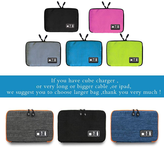 Electronics Accessories Organizer Bag,Portable Tech Gear Phone Accessories Storage Carrying Travel Case Bag, Headphone Earphone Cable Organizer Bag (M, Black)