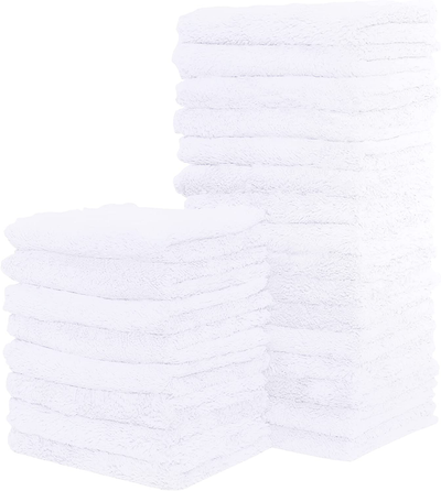 24 Pack Kitchen Dishcloths - Does Not Shed Fluff - No Odor Reusable Dish Towels, Premium Dish Cloths, Super Absorbent Coral Fleece Cleaning Cloths, Nonstick Oil Washable Fast Drying (White)