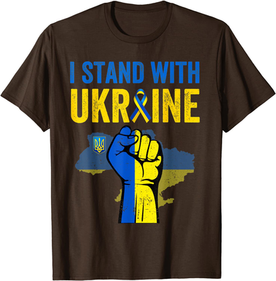 Support Ukraine - I Stand With Ukraine Ribbon Flag T-Shirt