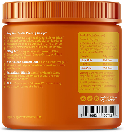 Salmon Fish Oil Omega 3 with Wild Alaskan Salmon Oil - Anti Itch Skin & Coat + Allergy Support - Hip & Joint + Arthritis Dog Supplement + EPA & DHA