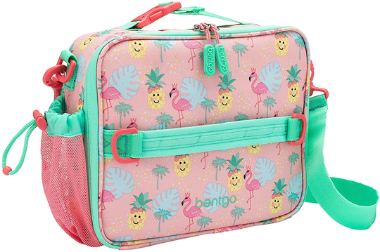 Bentgo Kids Prints Lunch Bag - Double Insulated, Durable, Water-Resistant Fabric with Interior and Exterior Zippered Pockets and External Bottle Holder- Ideal for Children of All Ages (Tropical)