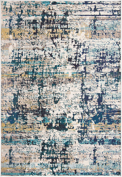 Safavieh Madison Collection MAD469B Modern Abstract Non-Shedding Stain Resistant Living Room Bedroom Accent Rug, 2'2" x 4', Cream / Blue