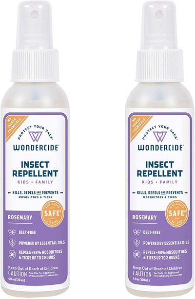 Wondercide - Mosquito, Tick, and Insect Repellent Spray with Natural Essential Oils - DEET-Free Plant-Based Bug Spray and Killer - Safe for Kids, Babies, and People - Rosemary 2-Pack of 4 oz