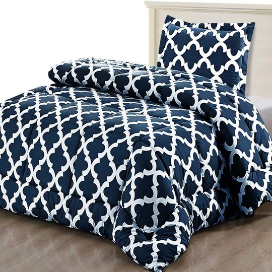 Printed Down Brushed Microfiber Bedding Comforter With Pillow Sham Set