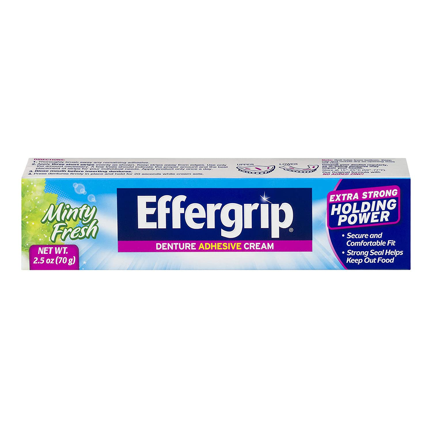 Effergrip Denture Adhesive Cream, Extra Strong Holding Power, 1.5 oz