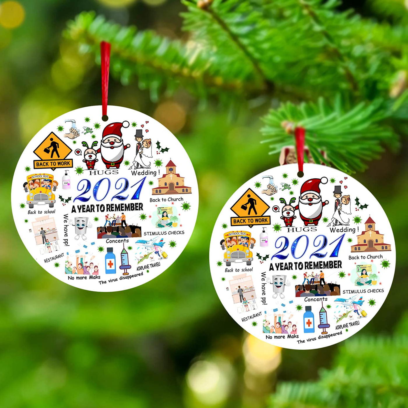 Christmas Ornaments Xmas Tree Decorations Ceramics Crafts Hanging Ornaments a Year to Remember