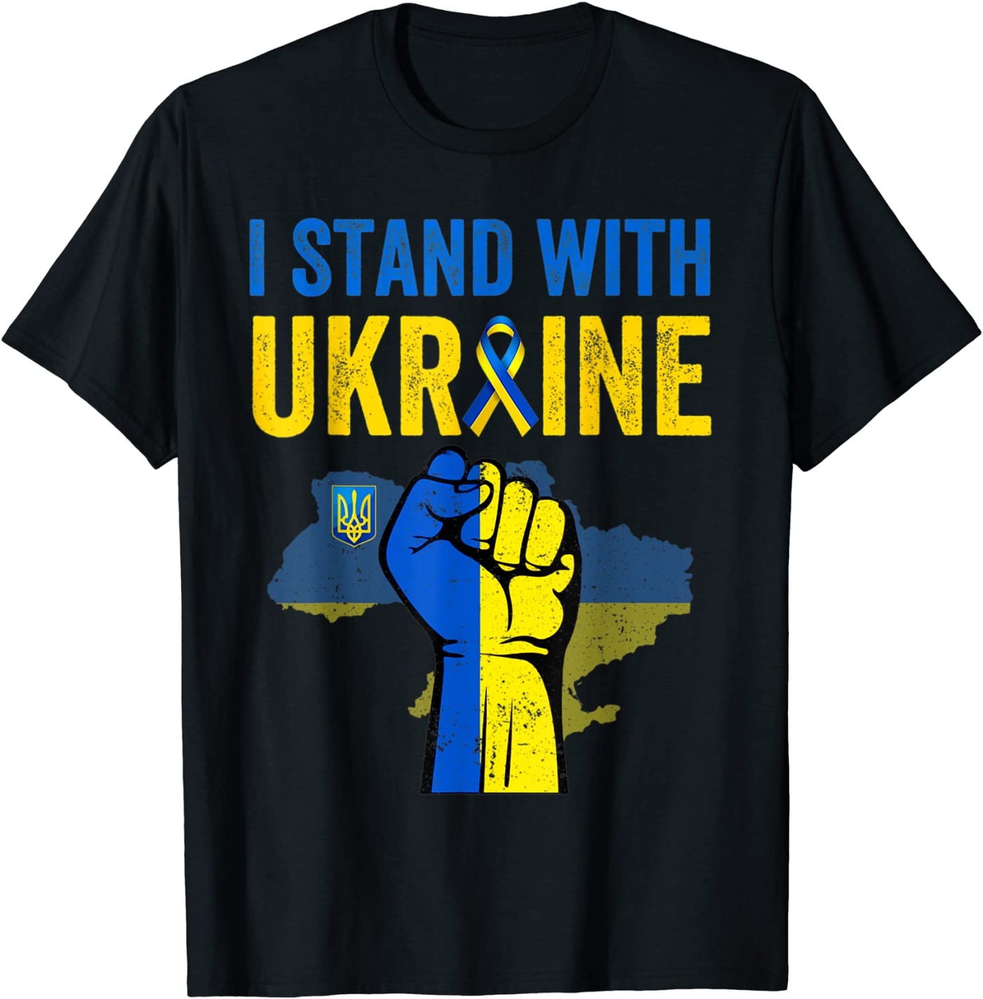 Support Ukraine - I Stand With Ukraine Ribbon Flag T-Shirt