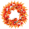 Foeyyir Autumn Wreath, 16 Inch, Artificial Maple Leaf Garland for Front Door with Orange Sunflower Pumpkins, Pinecone, Berry, Halloween Decor, Harvest Fall Thanksgivings