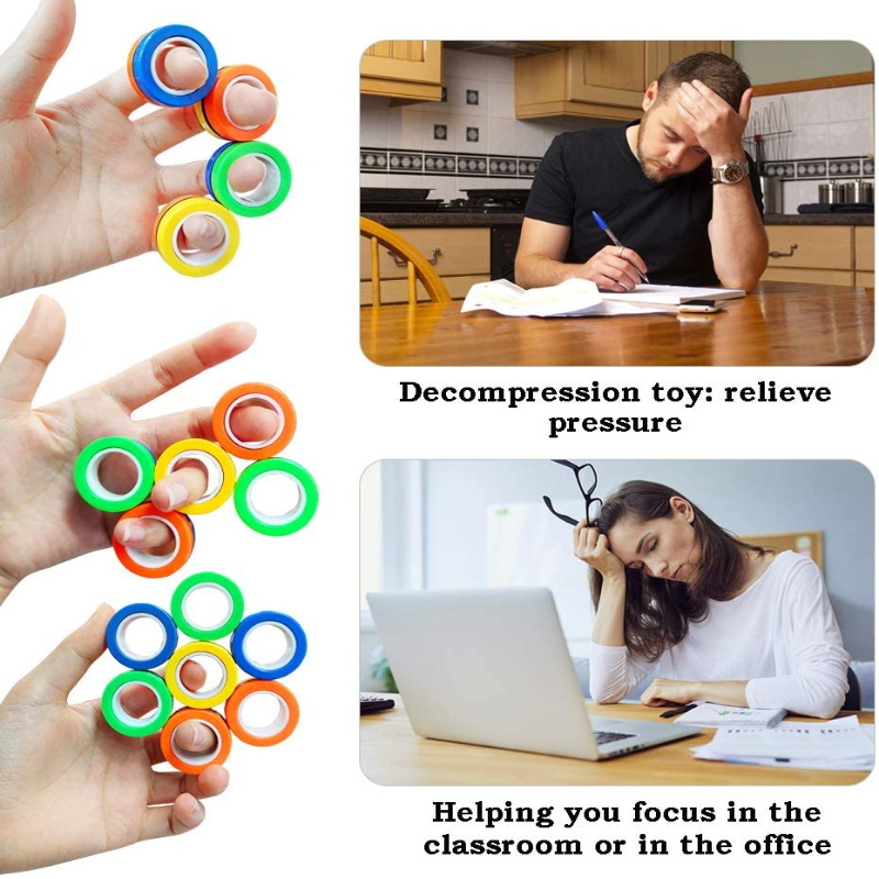 Set of 3 Magnetic Rings Fidget Spinner Game