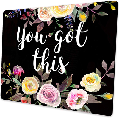 Black Cat Floral Watercolor Mouse Pad Cute Cat Lover Gift Desk Accessories Decor for Women Computer Mousepad School Supplies
