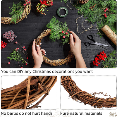 2 Pieces Christmas Grapevine Wreath Natural Grapevine Wreaths Ring Vine Branch Wreath Christmas Roll Rattan Wreath Garland for DIY Christmas Craft or Wedding Decors (3.9 Inches)