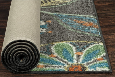 Maples Rugs Reggie Floral Non Skid 2pc Kitchen Rugs Set [Made in USA] Washable Floor Mat for Under Sink, Entryway, and Laundry Multi, 2pc Set, Beige