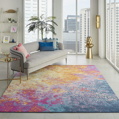 Nourison Passion Bohemian Abstract Navy/Light Blue 5'3" x 7'3" Area Rug, (5' x 7')