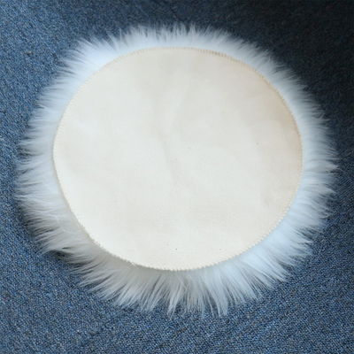 Pomeat 12 Inches Soft Faux Sheepskin Round Shaggy Shag Area Rugs White Fluffy Living Room Carpet Mini Small Size Fit for Photographing Background of Jewellery