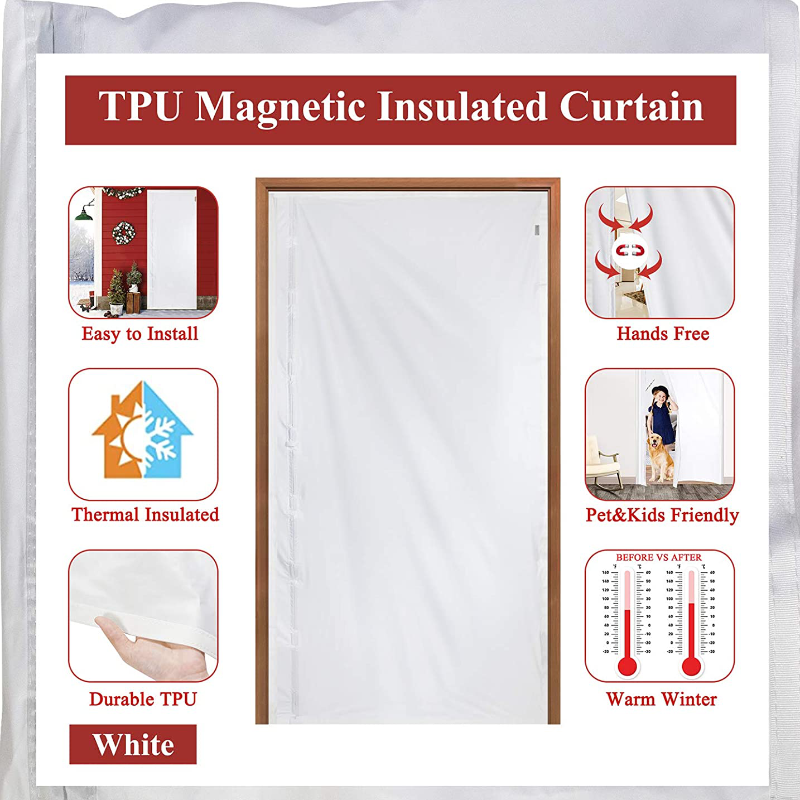 Reversible Magnetic Thermal Insulated Door Curtain for Keeping Hot & Cold Air Out
