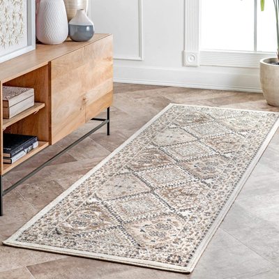 nuLOOM Becca Vintage Tile Runner Rug, 2' 6" x 8', Grey