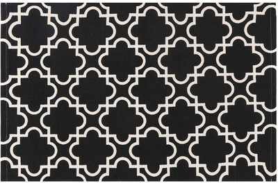 Sungea Moroccan Area Rug, Geometric Quatrefoil Small Cotton Throw Rug Front Porch Layered Outdoor Woven Shoes Off Doormat Indoor Mat Entryway Kitchen (2 x 3 ft, Black)