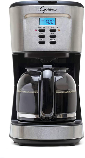 Capresso 12-Cup Coffee Maker with Glass Carafe, Stainless and Black 416.05