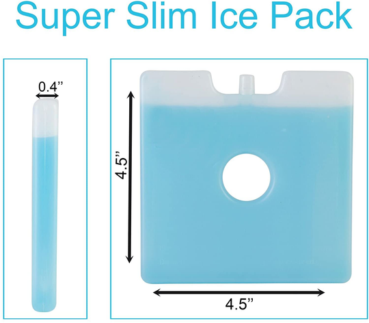 Jay Bags Slim Fit Ice Packs for Coolers, Lunch Boxes, and Lunch Bags, Reusable, 5" x 7" x 0.5" Inches, 4 Pack