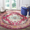Safavieh Monaco Collection MNC243D Boho Chic Medallion Distressed Non-Shedding Stain Resistant Living Room Bedroom Area Rug, 3' x 3' Round, Pink / Multi