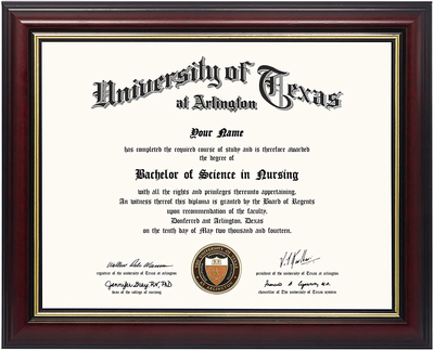 GraduationMall 8.5x11 Certificate Diploma Frame,Solid Wood & UV Protection Acrylic,Cherry Finish with Gold Trim